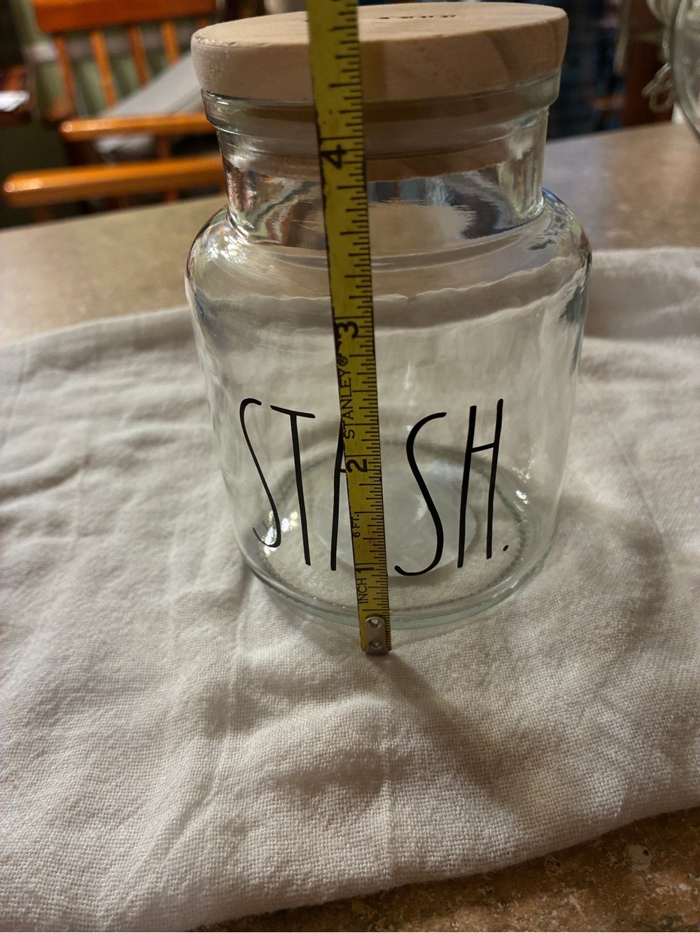 Rae Dunn STASH Clear Glass Storage Jar with lid - Picture 8 of 11